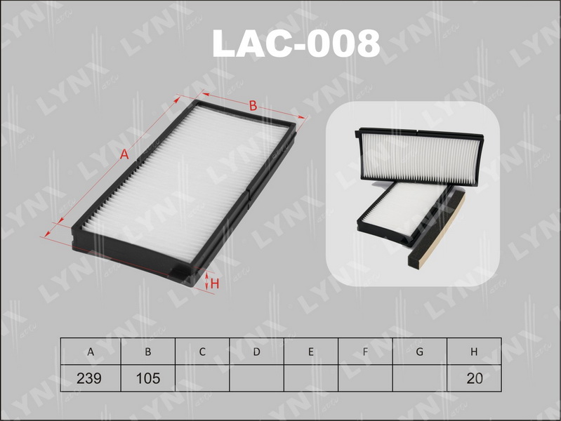 LAC008 LYNX Фильтр салонный (комплект 2 шт.)