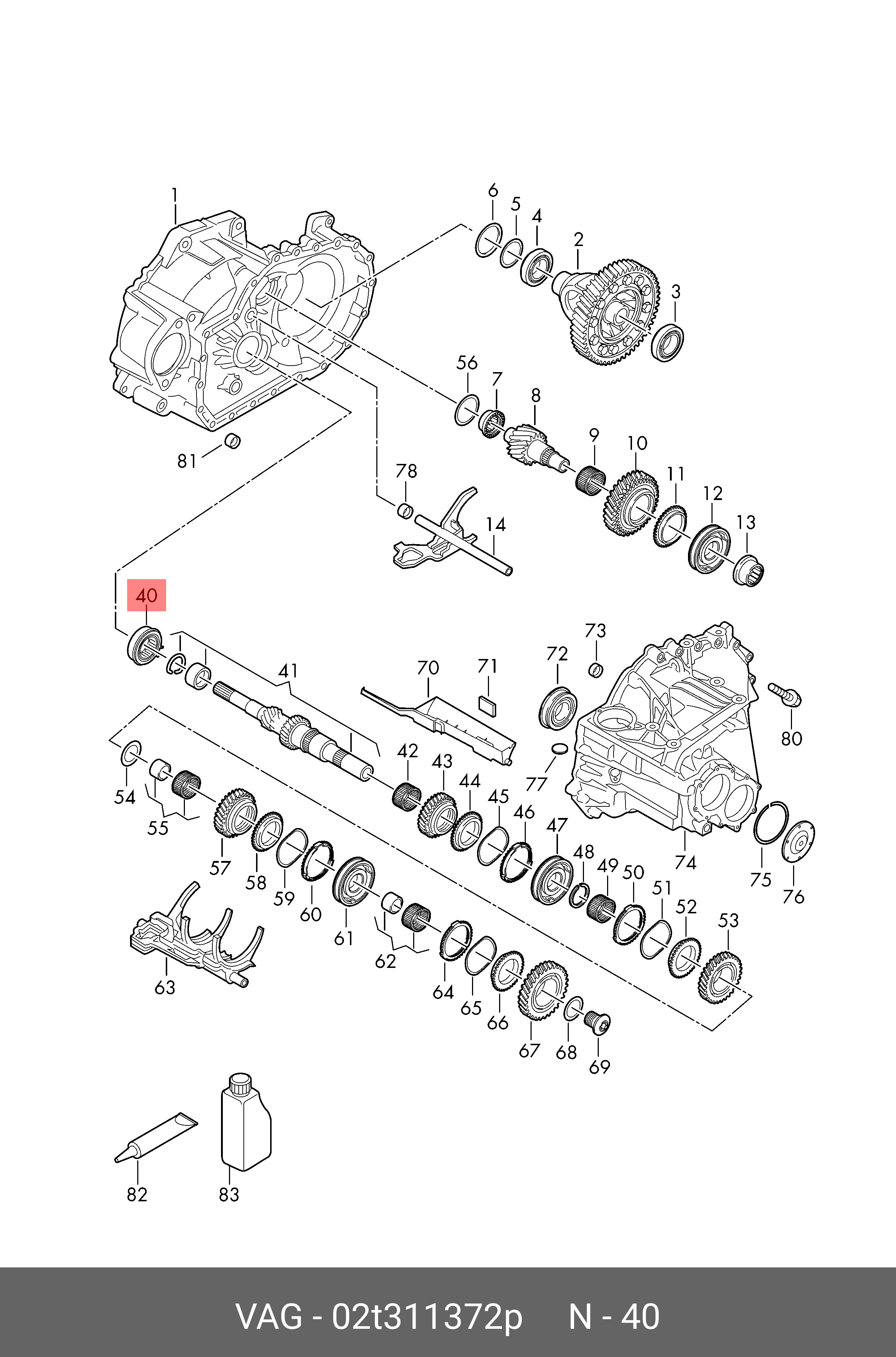 02T311372P VAG Роликовый подшипник
