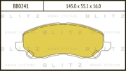 BB0241 BLITZ Колодки тормозные дисковые передние