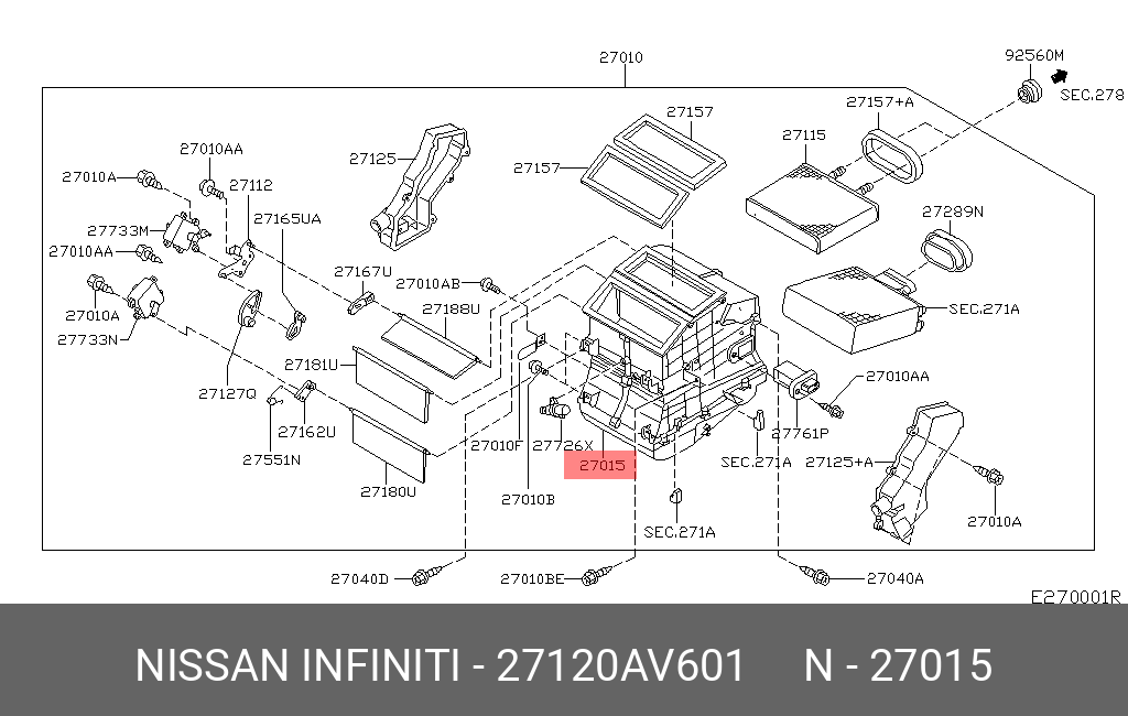 27120AV601 NISSAN CASE ASSY-FRONT HEATER