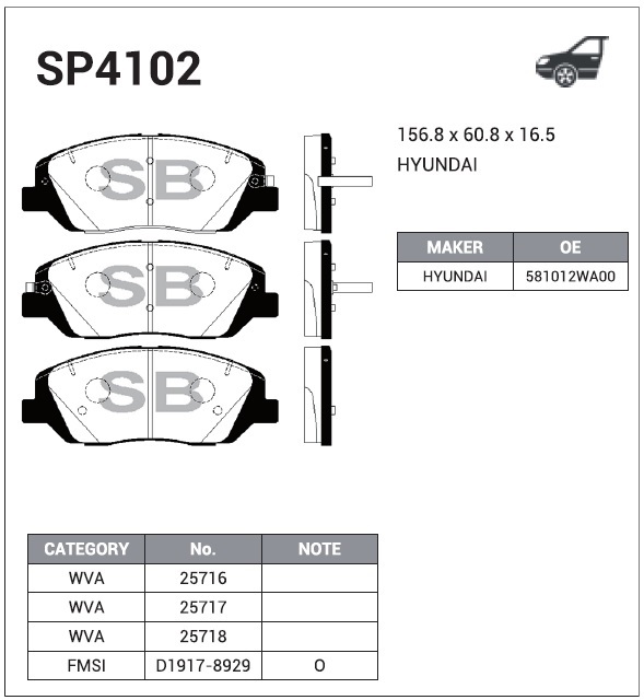 SP4102 SANGSIN BRAKE Колодки тормозные передние SP4102 SP4102 SANGSIN BRAKE Колодки тормозные передние SP4102