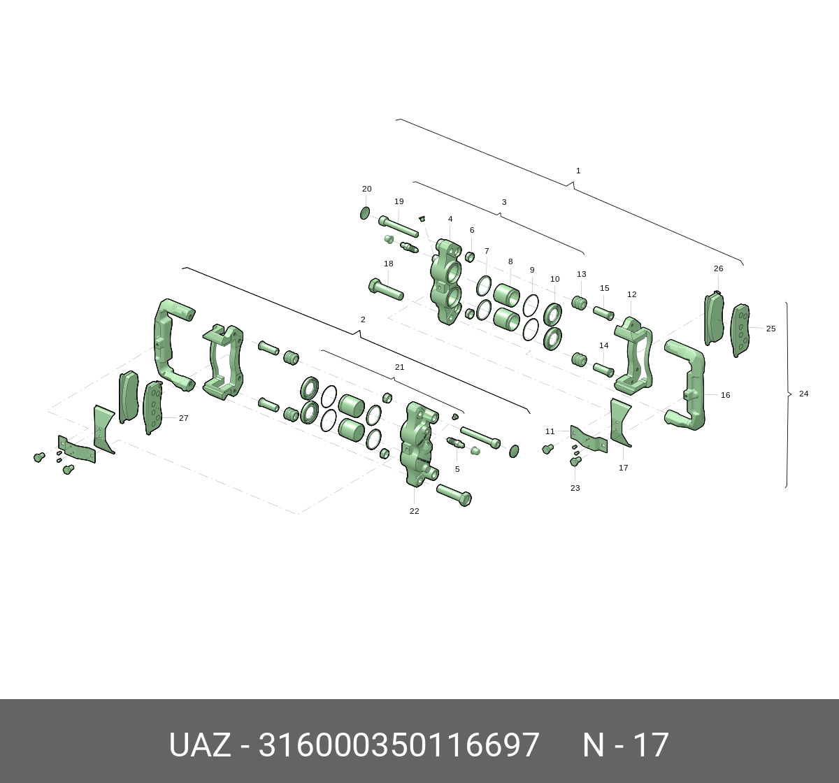 316000350116697 UAZ ПРУЖИНА ПОДЖАТИЯ КОЛОДОК