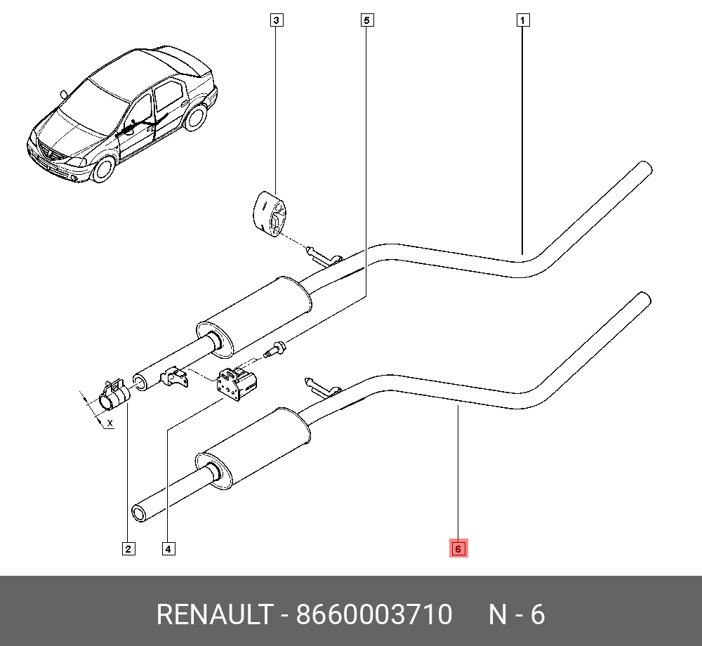 8660003710 RENAULT ГЛУШИТЕЛЬ СРЕДН ЧА