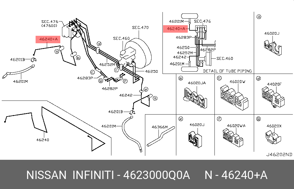 4623000Q0A NISSAN ТРУБКА ПРАВ.ПЕРЕД.