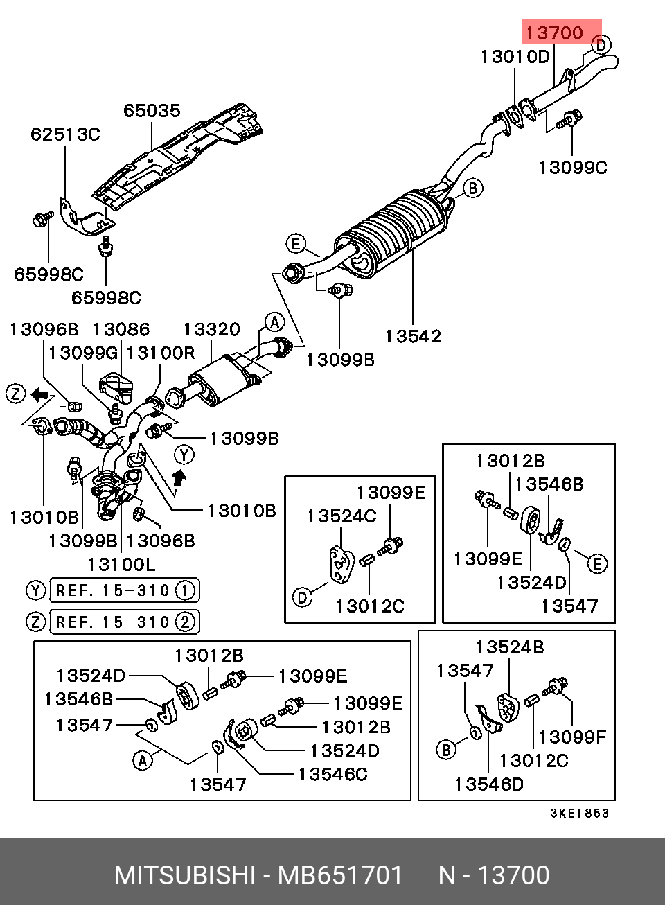 MB651701 MITSUBISHI Труба выхлопного газа