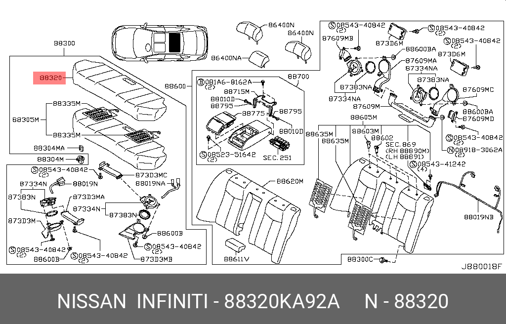 88320KA92A NISSAN ОБИВКА ПОДУШКИ