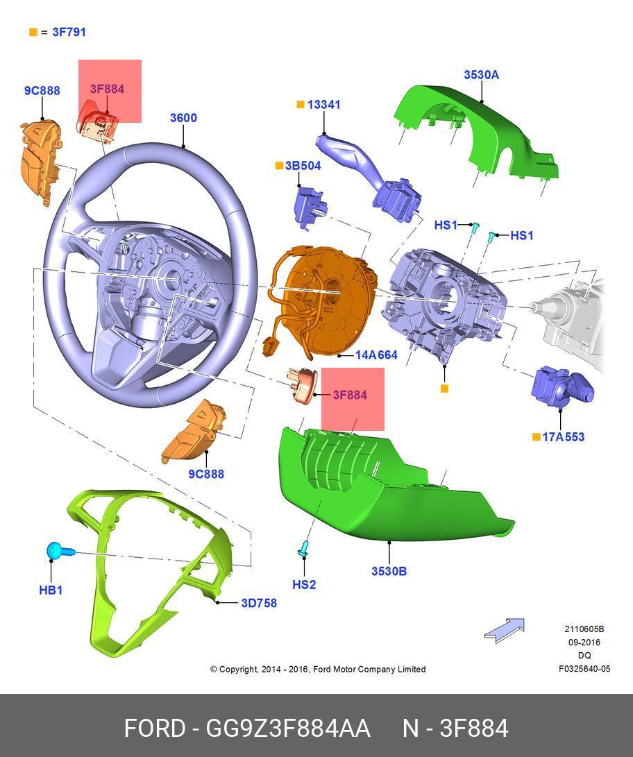 GG9Z3F884AA FORD Блок кнопок рулевого колеса