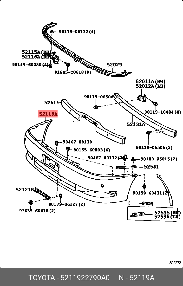 5211922790A0 TOYOTA Бампер передний