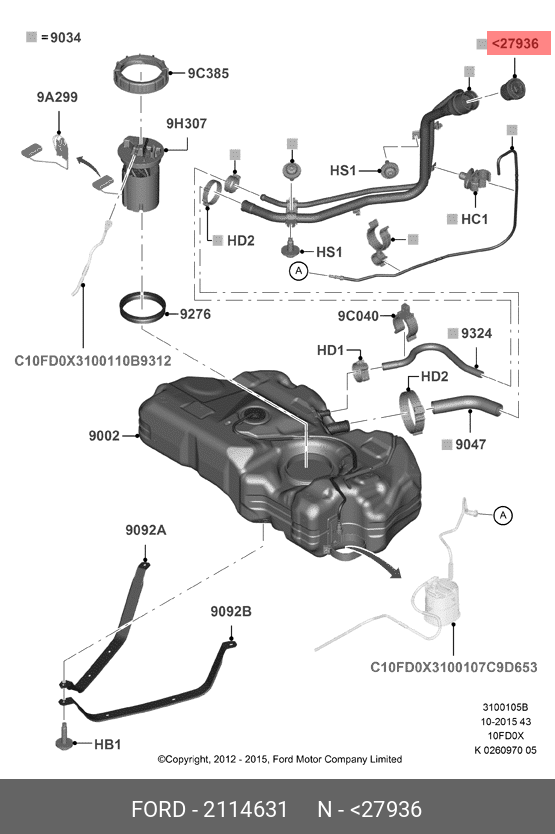 2114631 FORD Патрубок горловины топливного бака