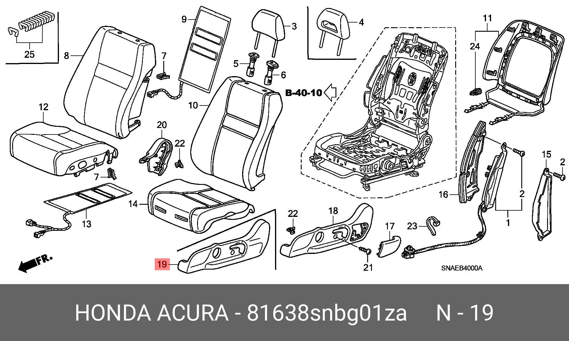 81638SNBG01ZA HONDA COVER, L. FR. SEAT RECLINING