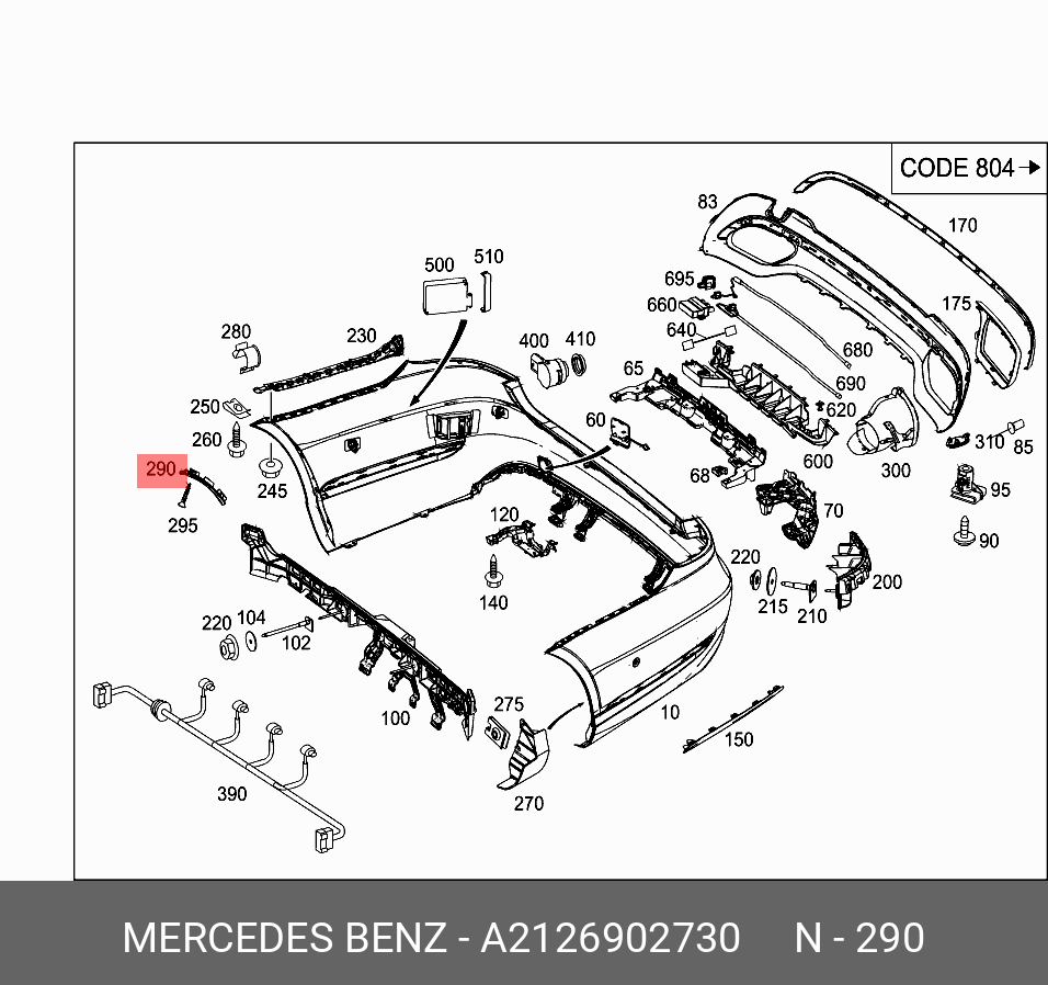A2126902730 MERCEDES-BENZ НАКЛАДКА БАМПЕРА ЗАДНЕГО