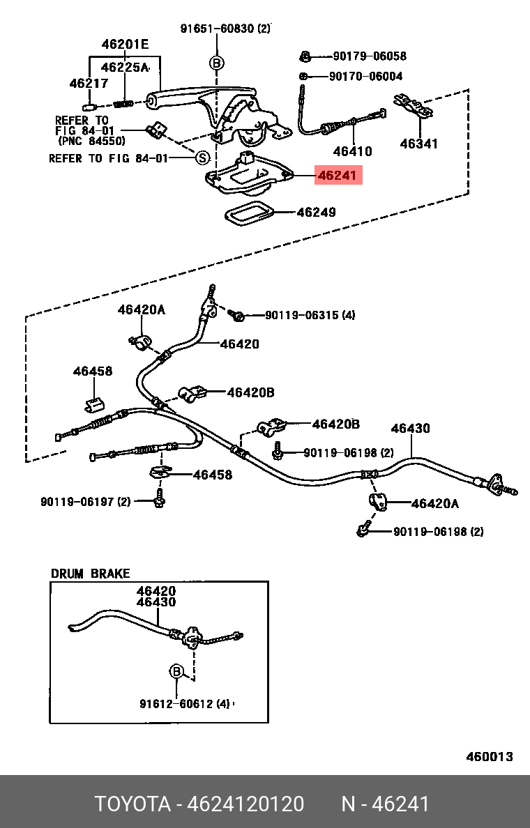 4624120120 TOYOTA BOOT, PARKING BRAKE LEVER