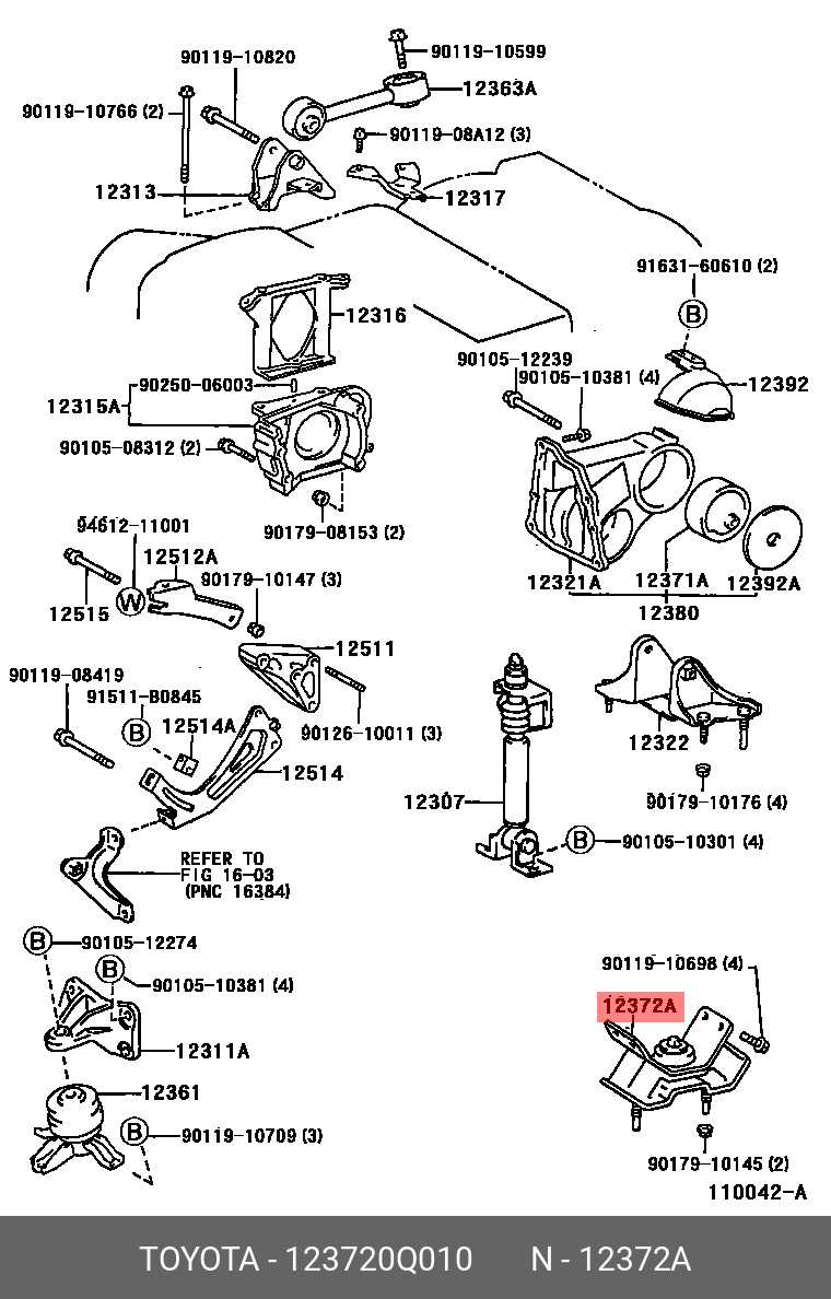 123720Q010 TOYOTA INSULATOR, ENGINE MOUNTING, LH(FOR TRANSVERSE ENGINE)