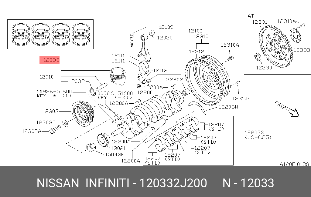 120332J200 NISSAN КОЛЬЦА ПОРШНЕВЫЕ