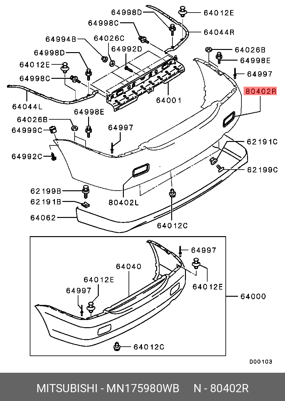MN175980WB MITSUBISHI Окантовка заднего противотум.фонаря,прав