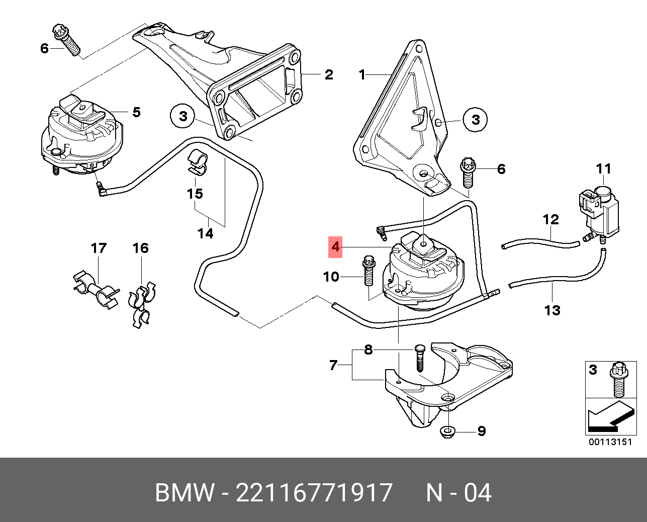 22116771917 BMW Резиновая подушка Л