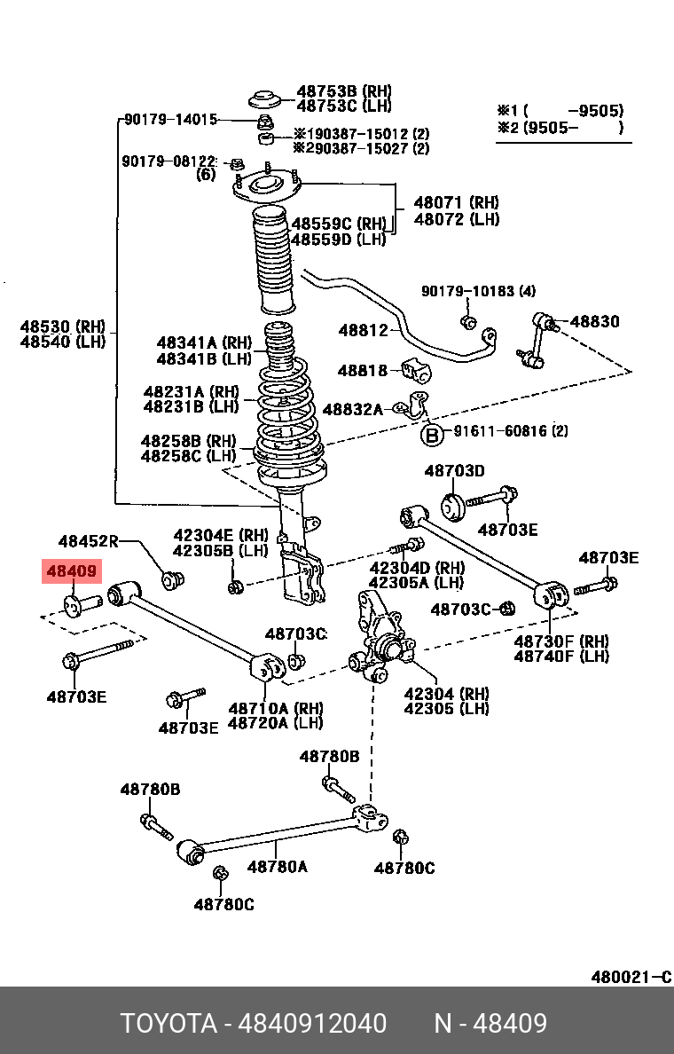 4840912040 TOYOTA БОЛТ С ШЕСТИГРАННОЙ ГОЛОВКОЙ