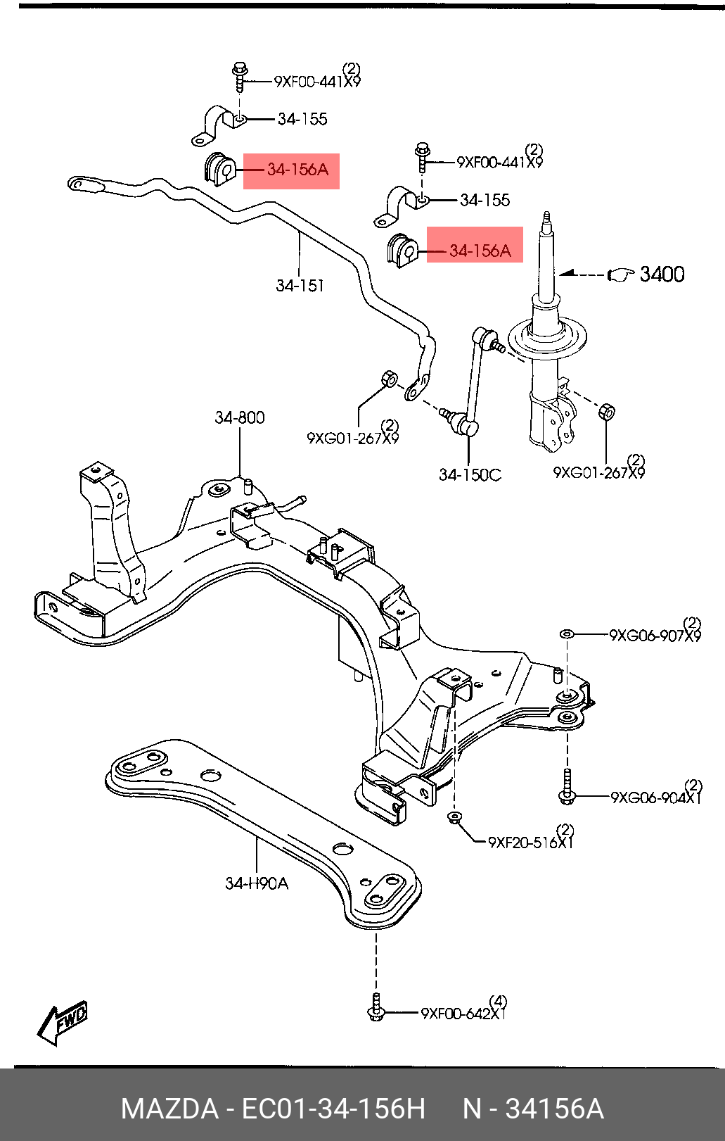 EC0134156H MAZDA EC0134156_втулка стаб.перед. Mazda Tribute EP/EW 01>