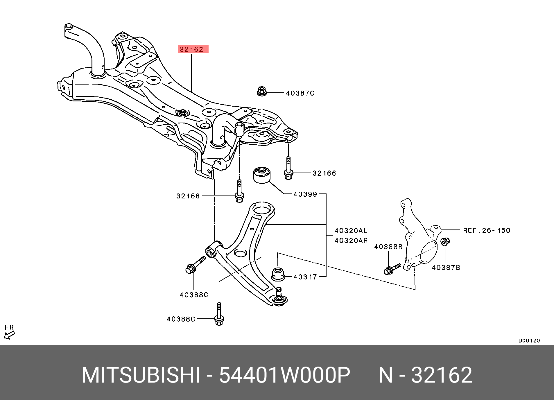 54401W000P MITSUBISHI Подрамник передней подвески