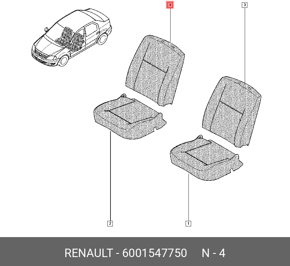 6001547750 RENAULT ЧЕХОЛ СПИНКИ СИДЕНЬЯ (СИНТЕТ) купить в интернет-магазине  AvtoTO