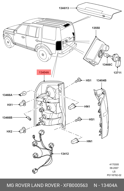 XFB000563 LAND ROVER Фонарь задний правый,LAMP ASSY - REAR, STOP AND FLASHER,LEUCHTE H.- BREMS- U. BLINKLEUCHTE