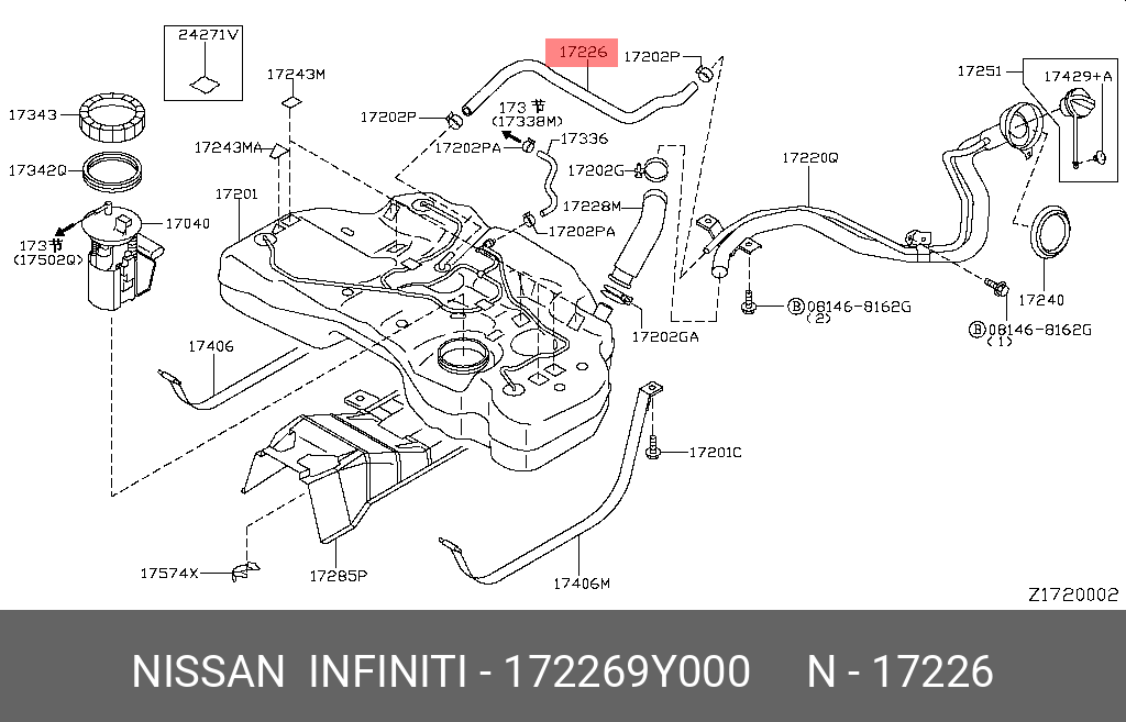 172269Y000 NISSAN ШЛАНГ ТОПЛИВНЫЙ РЕЗИНОВЫЙ
