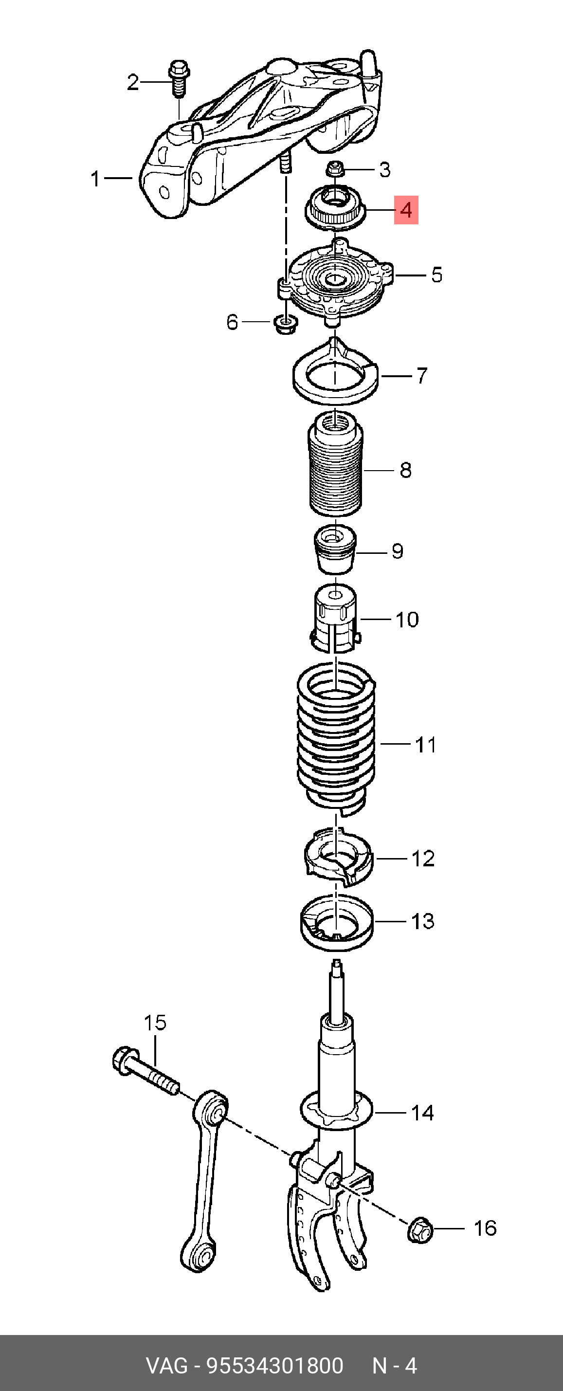 95534301800 PORSCHE Опора стойки амортизатора 95534301800 PORSCHE Опора стойки амортизатора