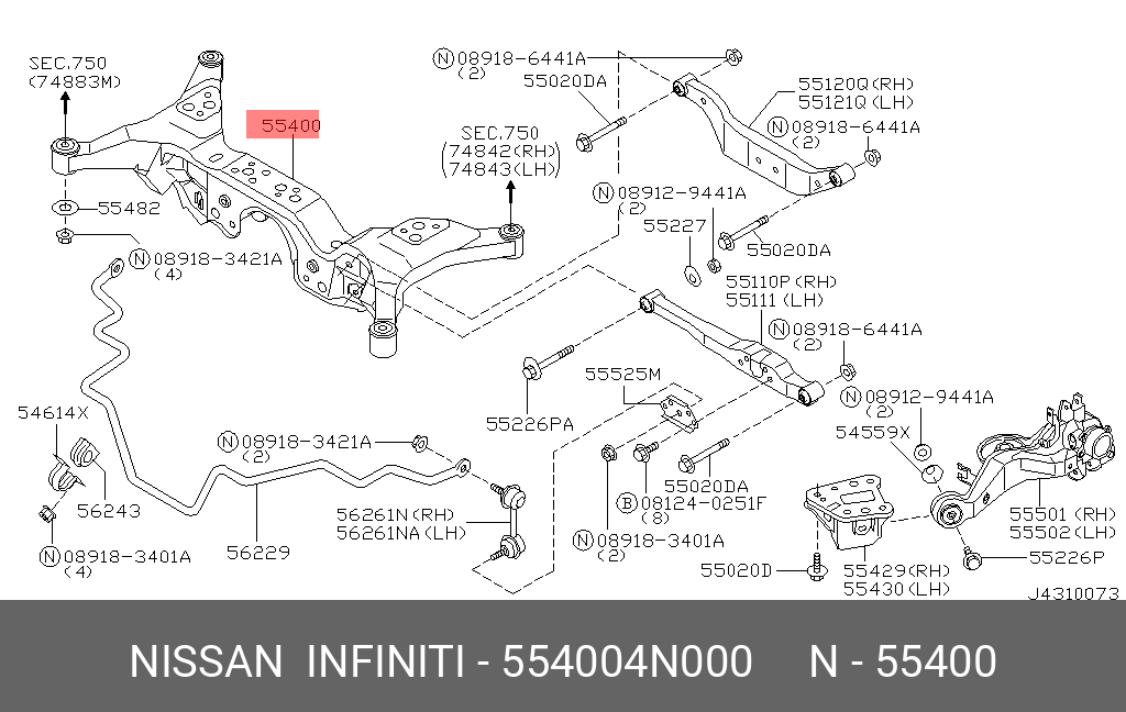 554004N000 NISSAN MEMBER COMPL-REAR SUSPENSION