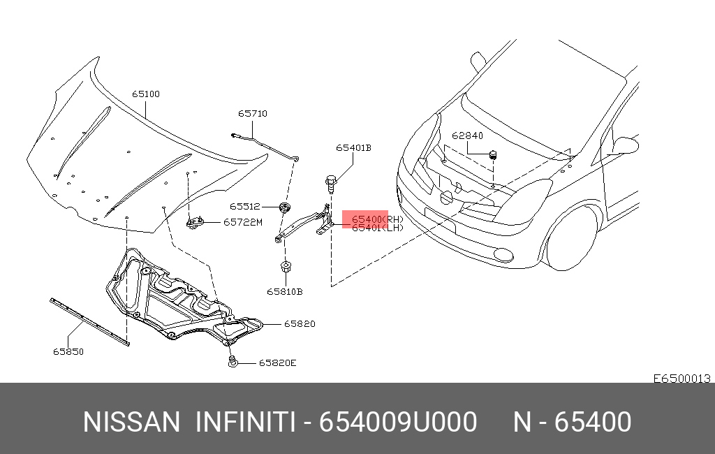 654009U000 NISSAN ПЕТЛЯ КАПОТА