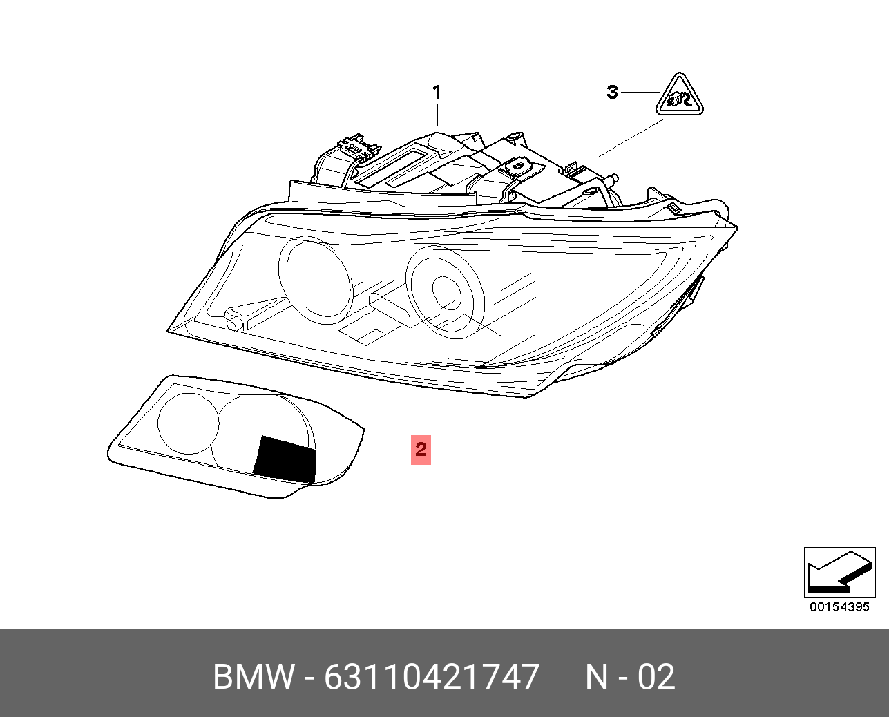 63 12 015 Removing and installing or replacing left headlight (adaptive headligh