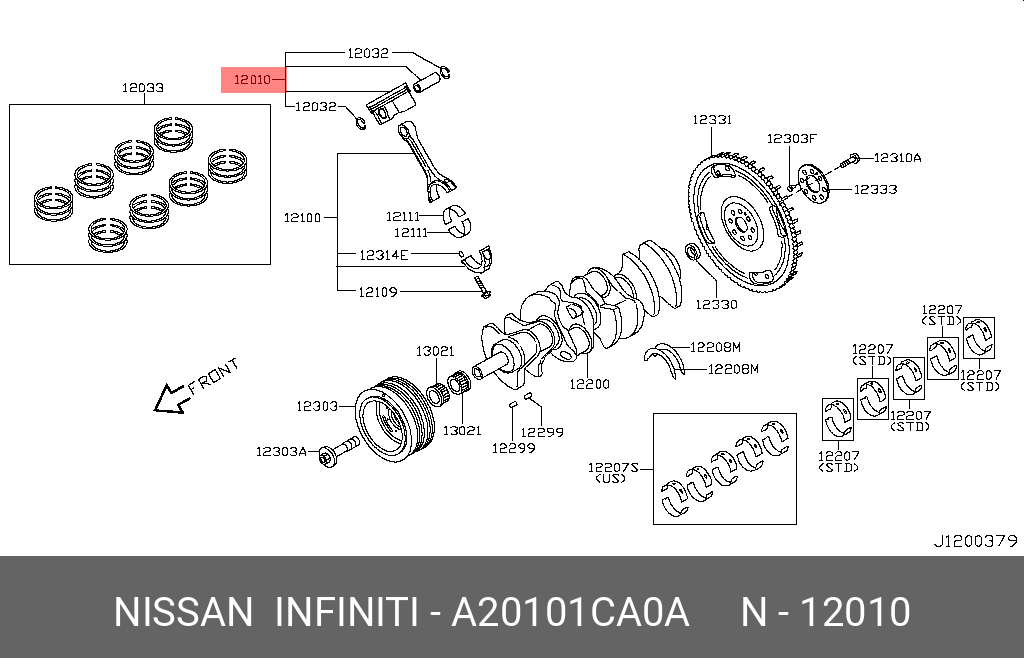 A20101CA0A NISSAN ПОРШЕНЬ ДВИГАТЕЛЯ