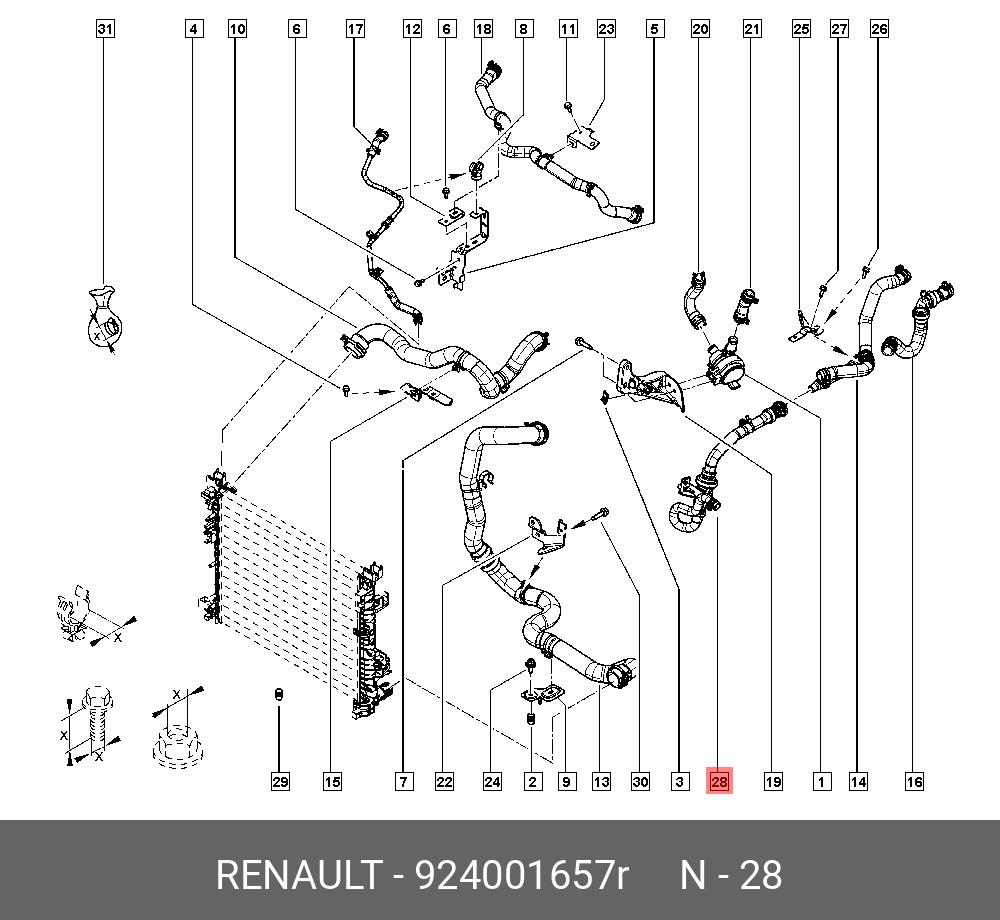 924001657R RENAULT ПАТРУБОК РАДИАТОРА ПЕЧКИ ВХ