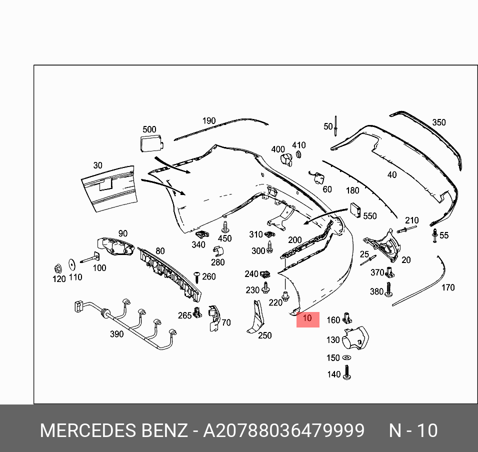 20788036479999 MERCEDES-BENZ БАМПЕР ЗАДНИЙ