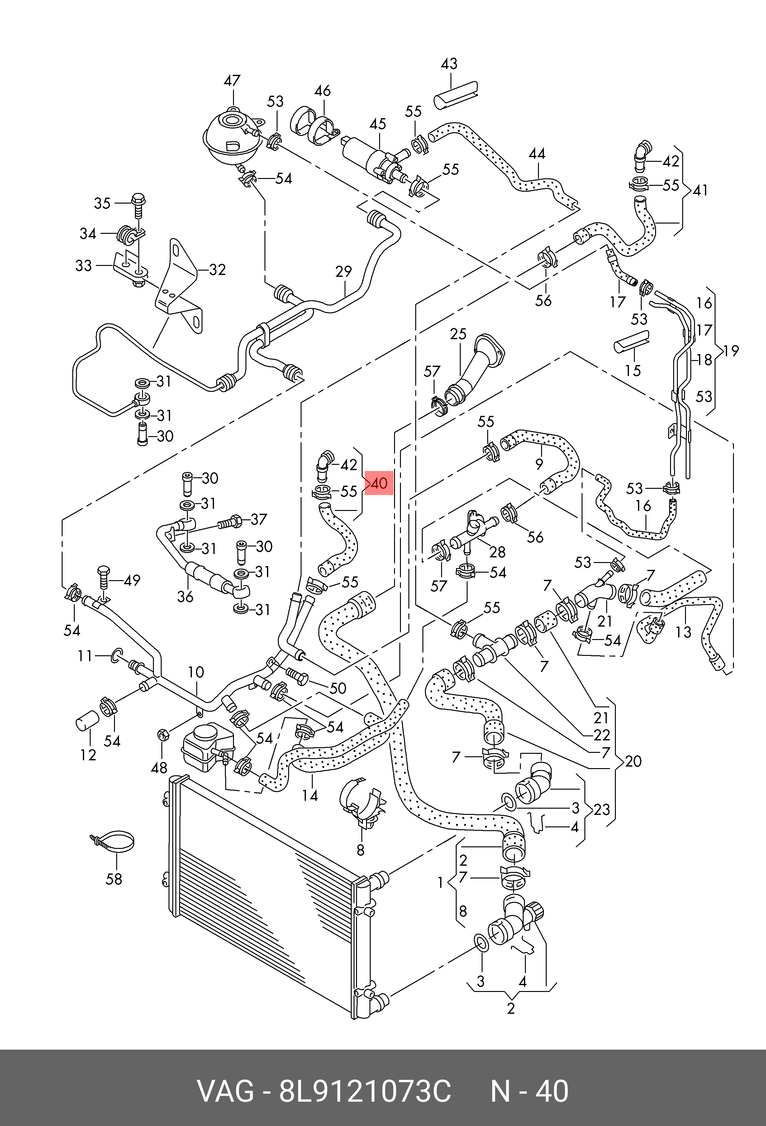 8L9121073C VAG Водяной шланг с быстроразъем