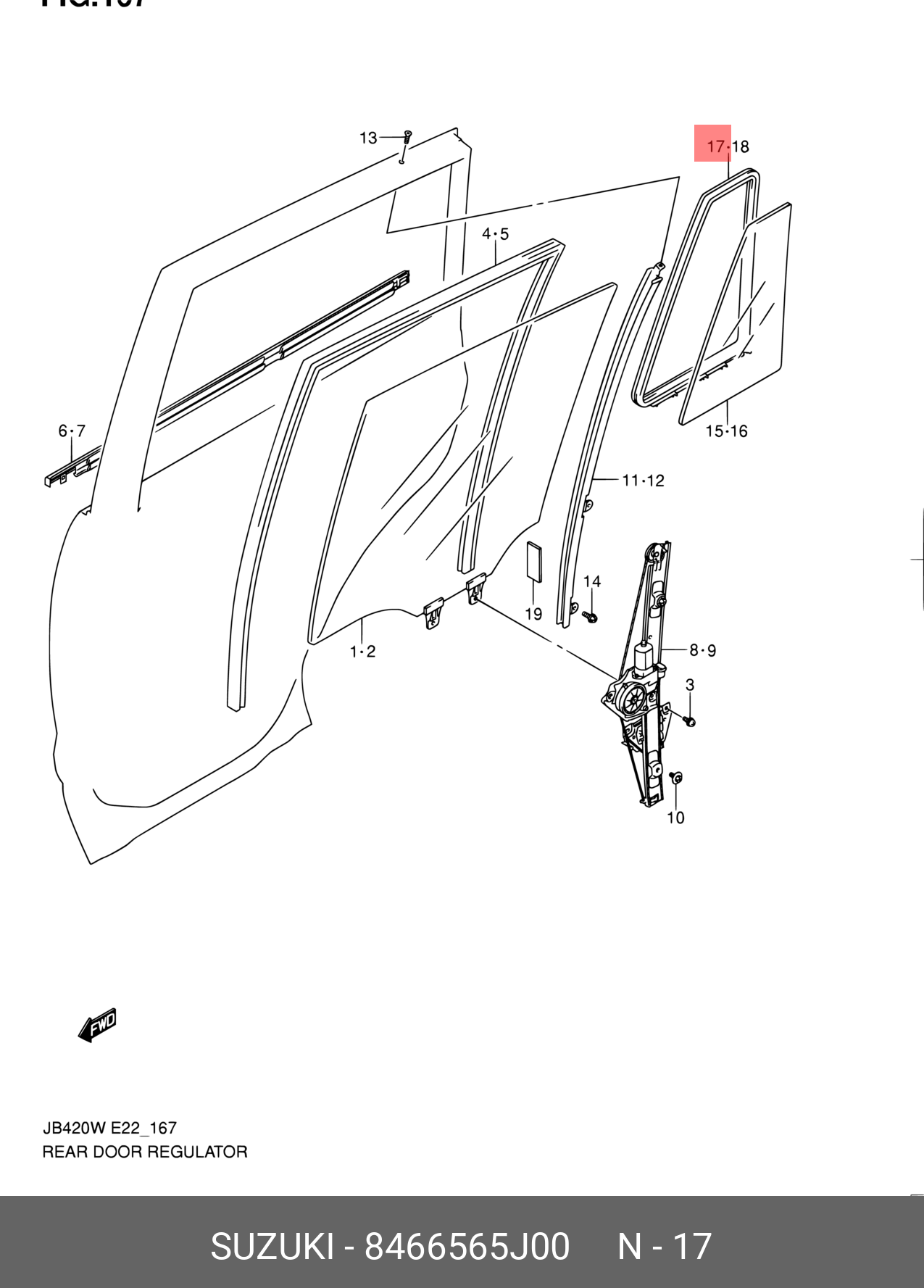 8466565J00 SUZUKI УПЛОТНИТЕЛЬ СТЕКЛА