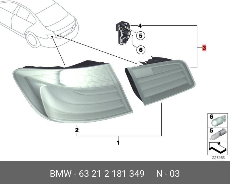 63212181349 BMW Блок задних фонарей на багажной двери Л