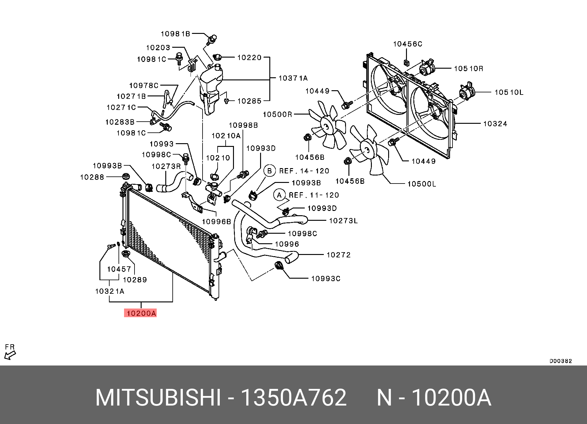 1350A762 MITSUBISHI РАДИАТОР В СБОРЕ