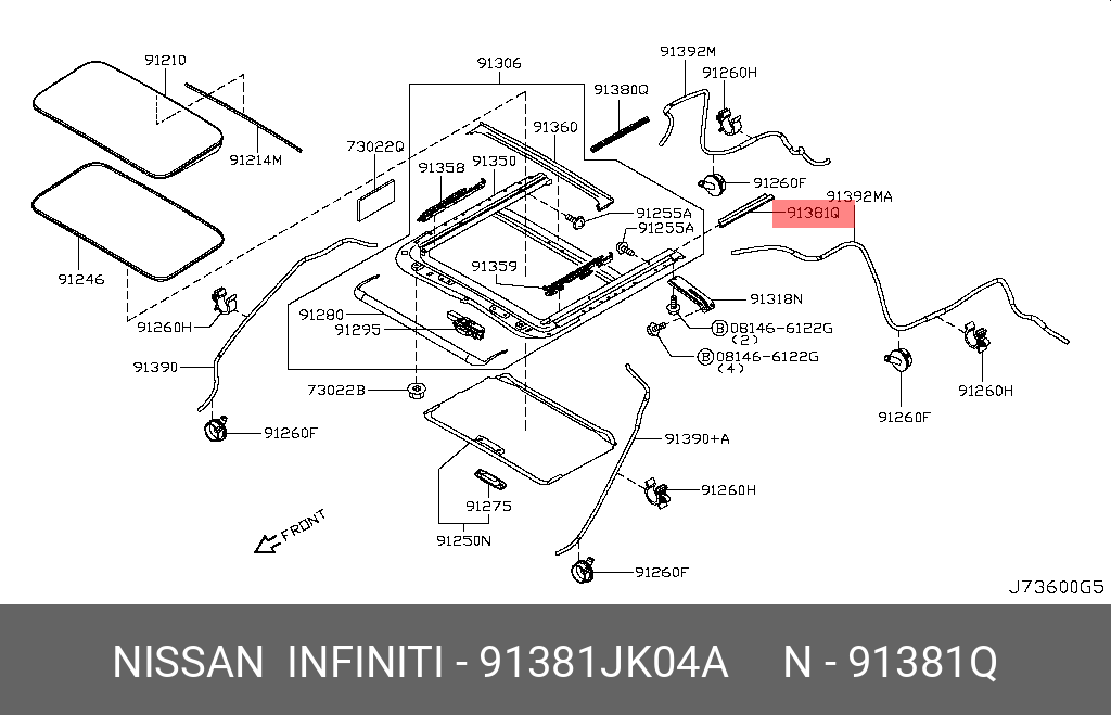 91381JK04A NISSAN INNER ASSY-BLIND,LH
