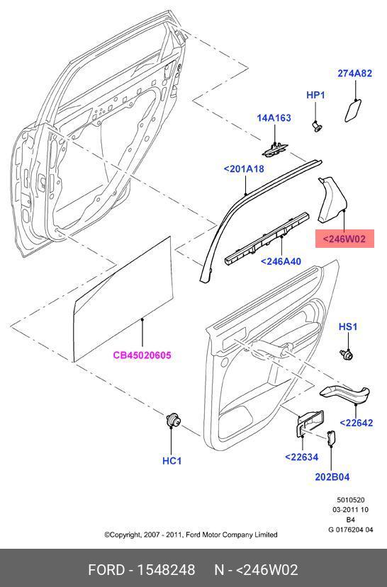 1548248 FORD ОБИВКА РАМЫ ДВЕРИ ЗАДН. ПРАВ