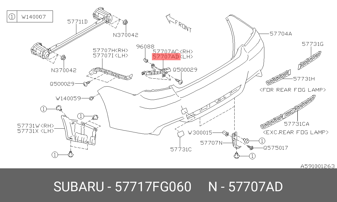 57717FG060 SUBARU КРОНШТЕЙН БАМПЕРА