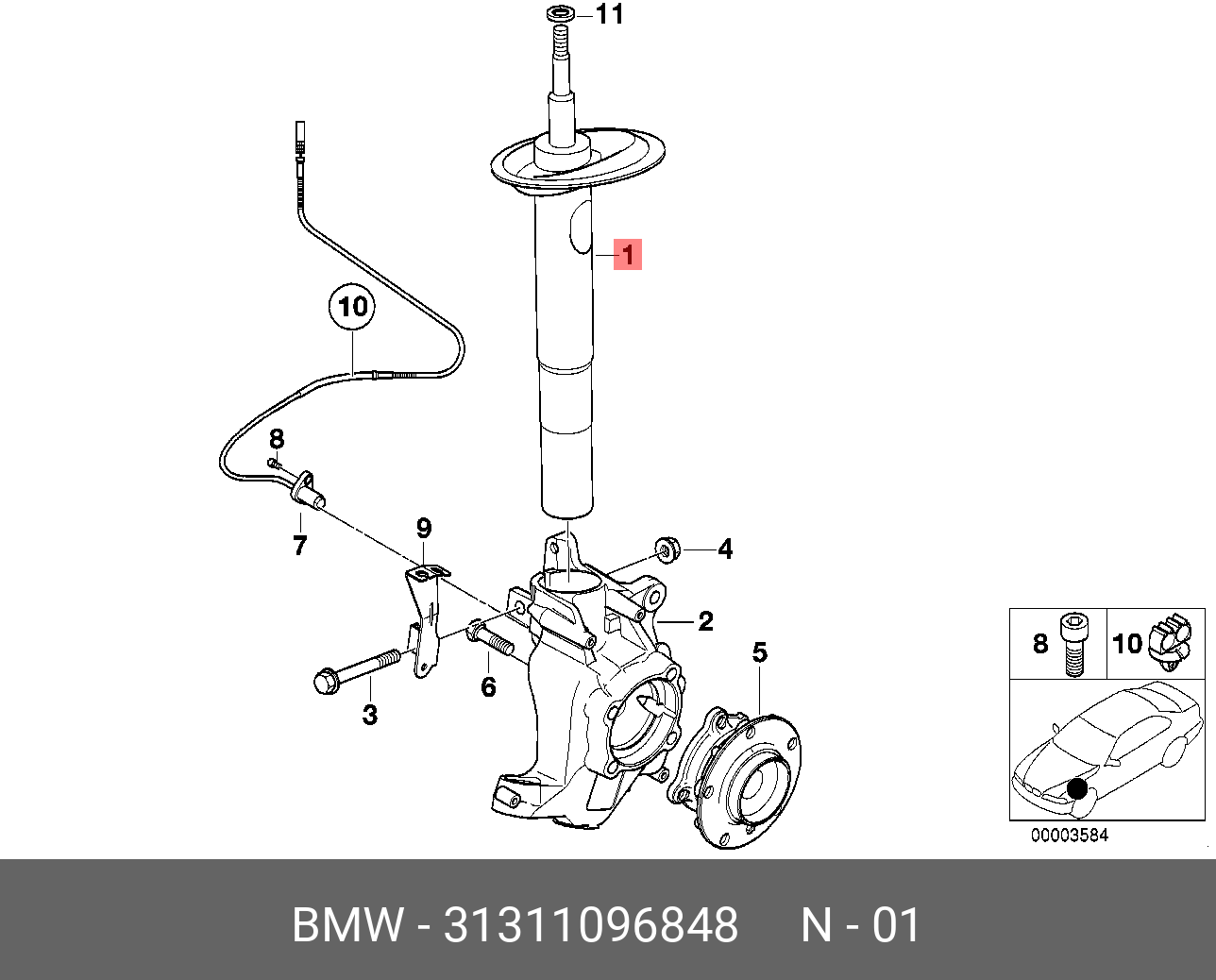 31311096848 BMW амортизационная стойка Пд