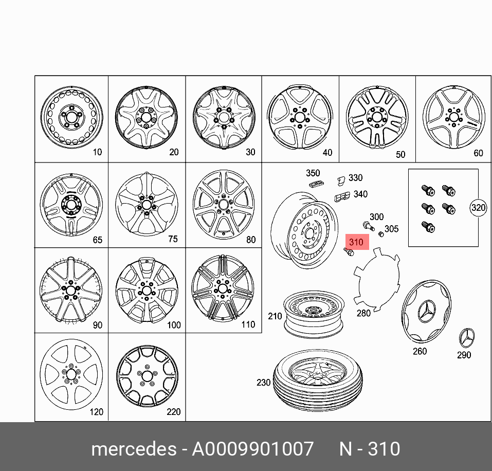 A0009901007 MERCEDES-BENZ Болт для крепления колеса