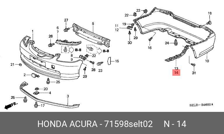 71598SELT02 HONDA БАМПЕРА ВСТАВКА