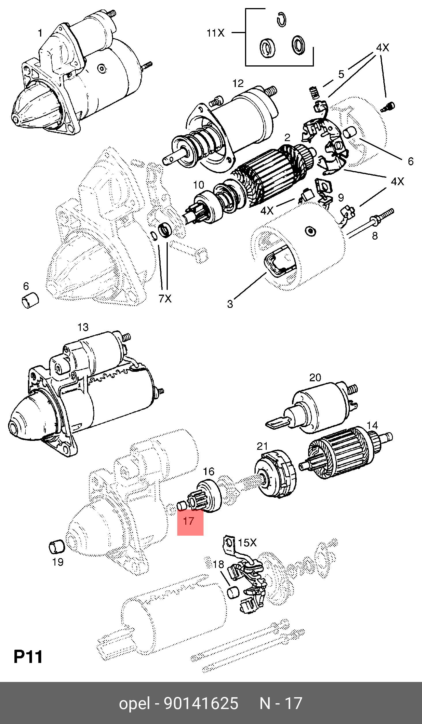 90141625 GENERAL MOTORS Втулка шестерни стартера