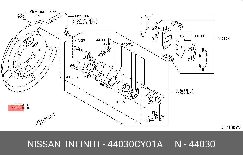 44030CY01A NISSAN ПЛАСТИНЫ НАПРАВЛЯЮЩИЕ ТОРМ КОЛОДОК
