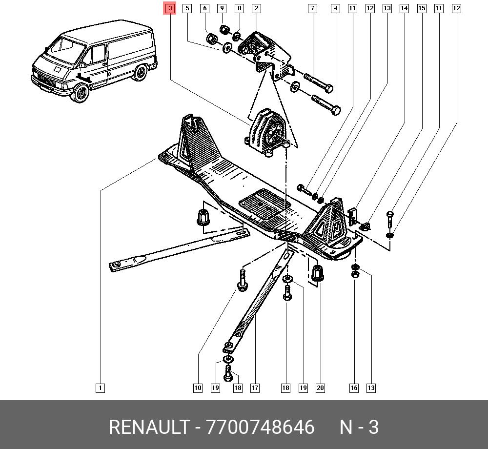 7700748646 RENAULT Подвеска, двигатель