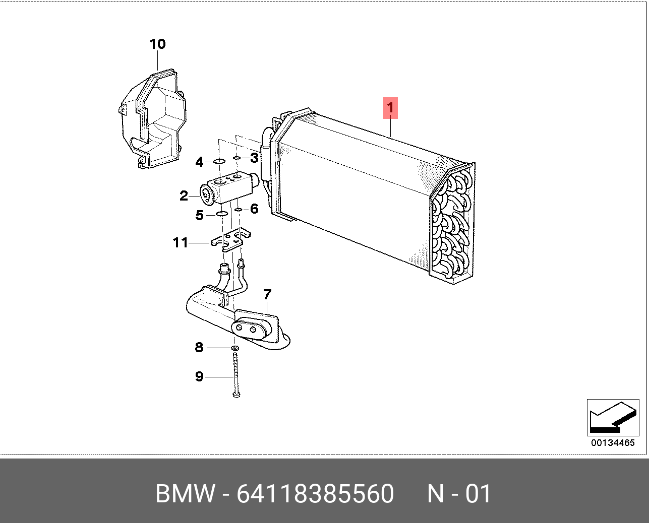 64118385560 BMW Испаритель автом.системы кондициониров.