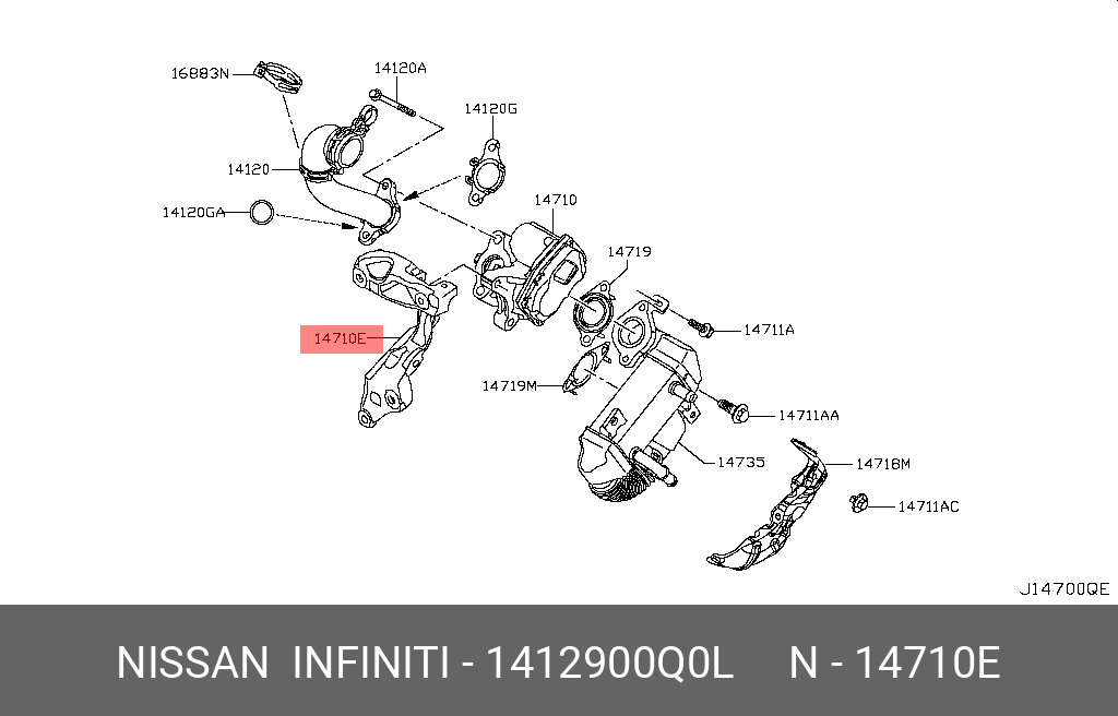 1412900Q0L NISSAN Клапан рециркуляции выхлопных газов EGR