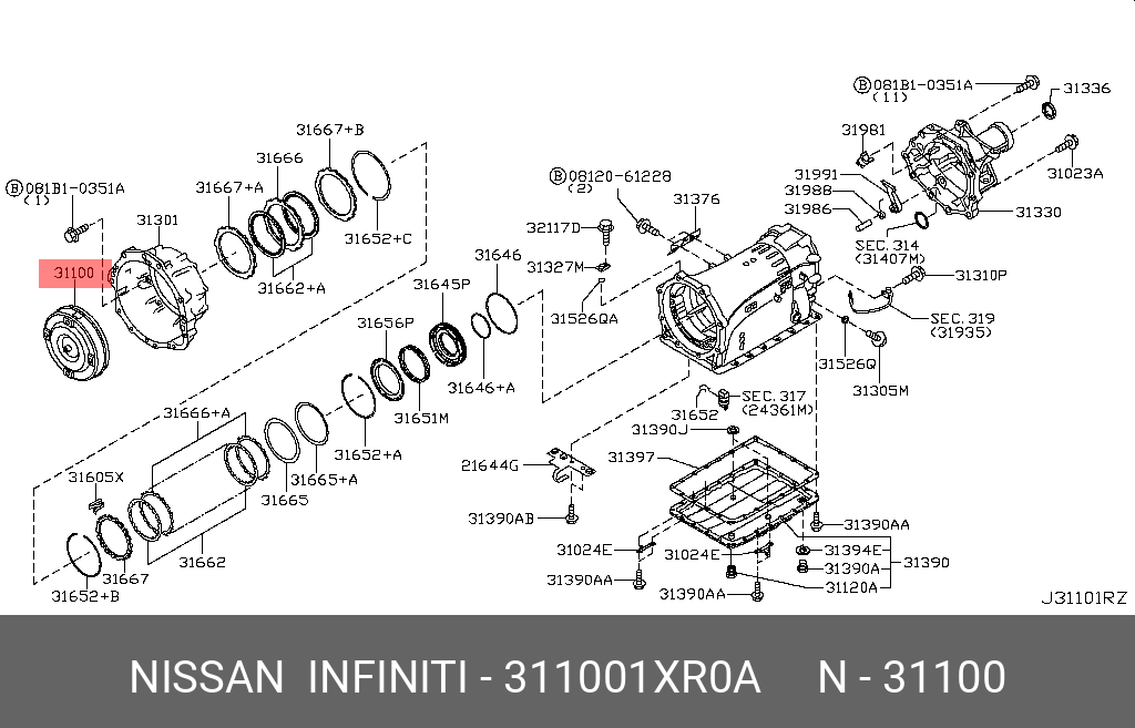 311001XR0A NISSAN ГИДРОТРАНСФОРМАТОР АКПП