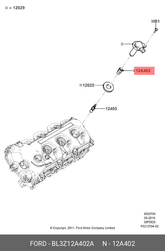 BL3Z12A402A FORD Наконечник катушки зажигания, 3.5L DOHC VCT